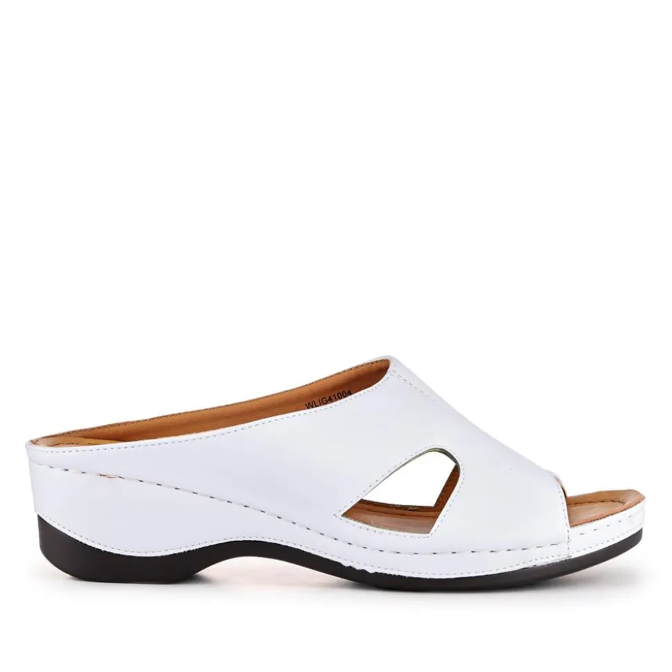 Wedge-Heeled Mules - White