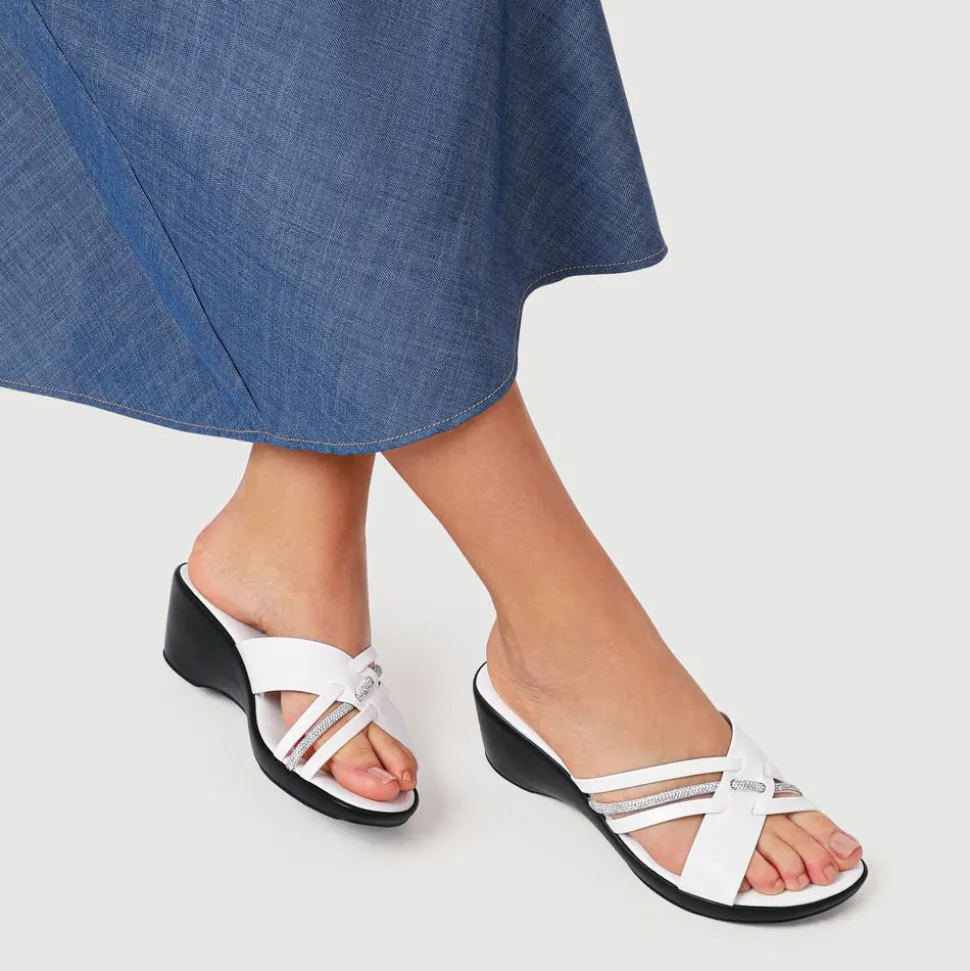 Wedge-Heeled Mules - White