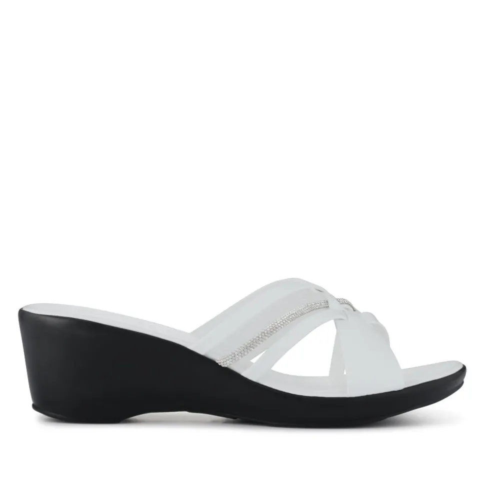 Wedge-Heeled Mules - White