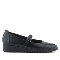 Wedge-Heeled Smart Mary Janes - Black