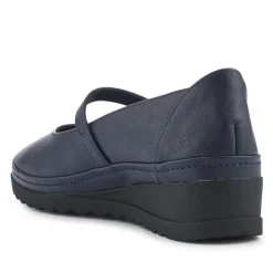 Wedge-Heeled Smart Mary Janes - Navy