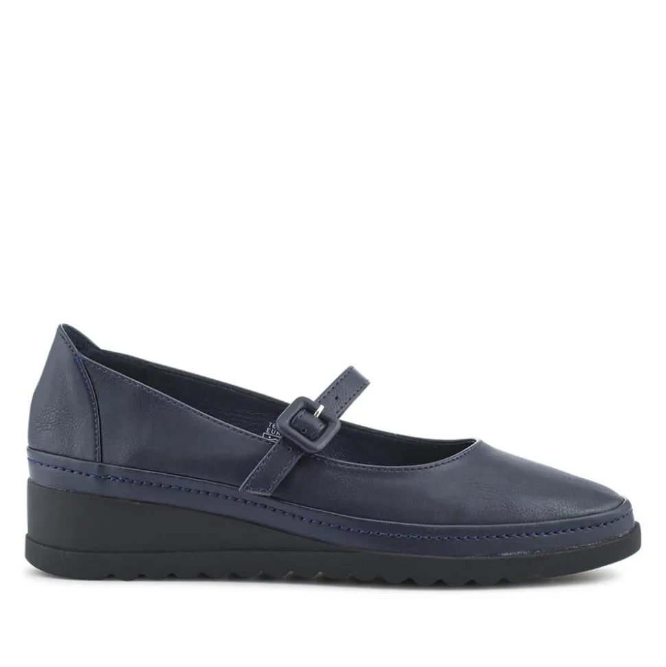 Wedge-Heeled Smart Mary Janes - Navy