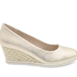 Wedge Heel Espadrille Trim Pumps - Gold