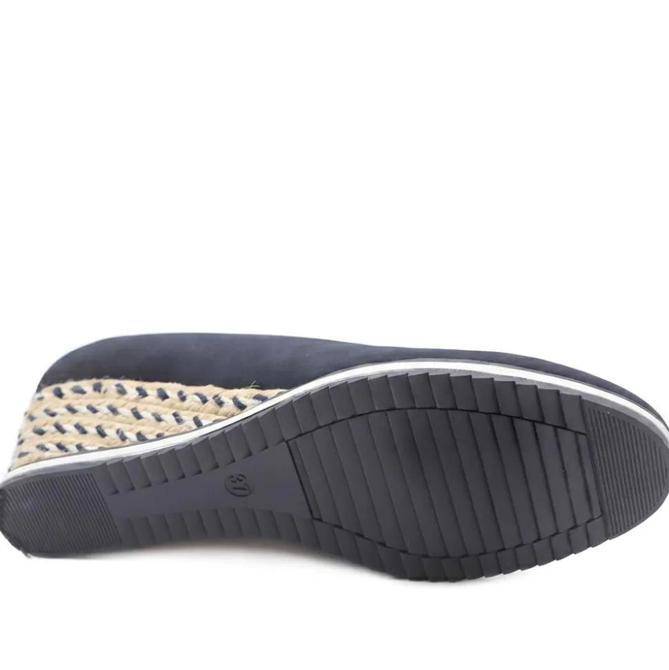 Wedge Heel Espadrille Trim Pumps - Navy