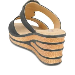 Wedge Heel Jewelled Sandals - Black