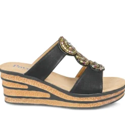 Wedge Heel Jewelled Sandals - Black