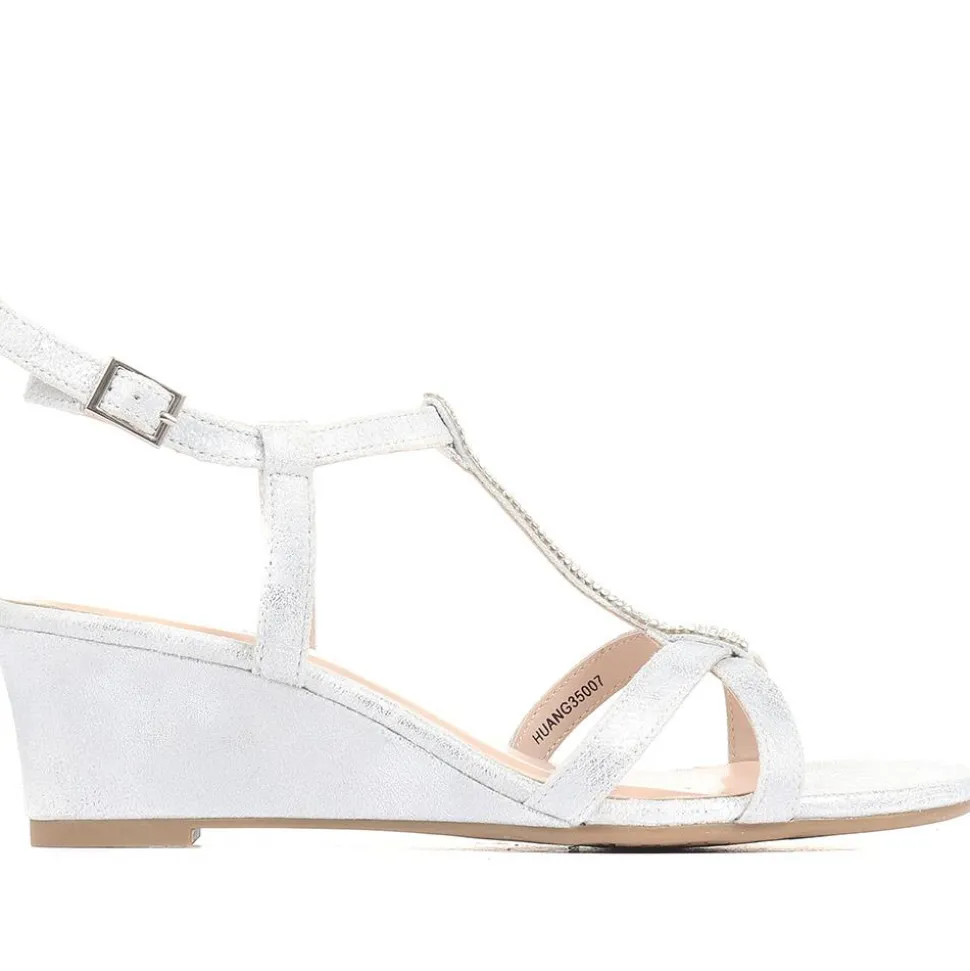 Wedge Heel Sandals - Silver