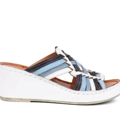Wedge Mule Sandals - Blue Multi