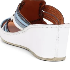 Wedge Mule Sandals - Blue Multi