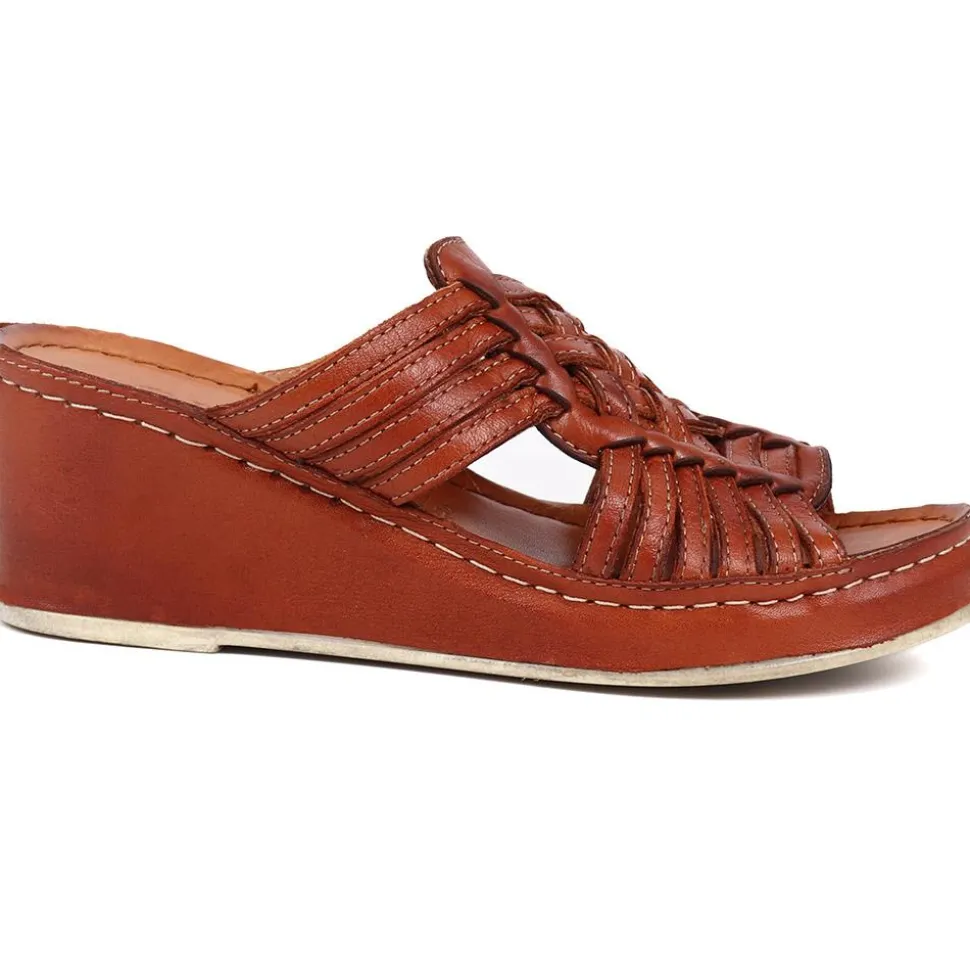 Wedge Mule Sandals - Tan