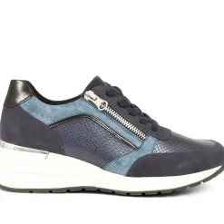 Wedge Sole Trainers - Navy