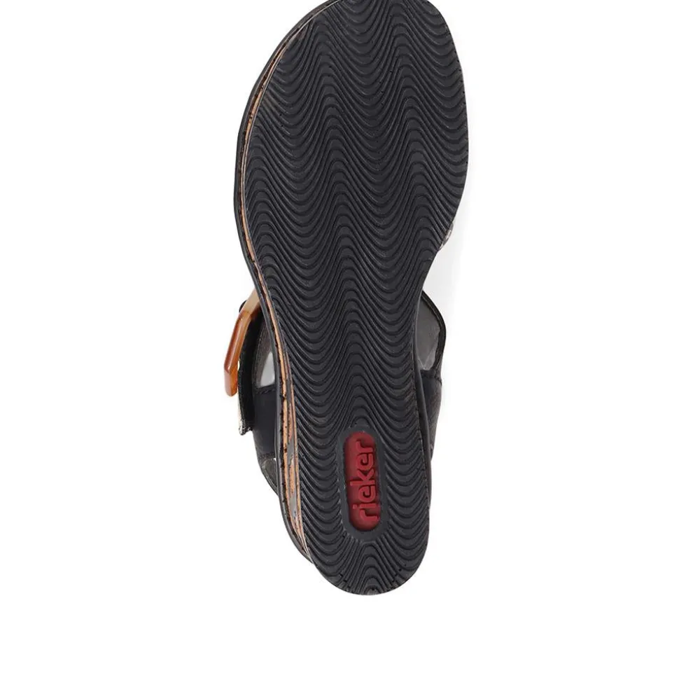 Wedge Two-Tone Sandals - Black Multi
