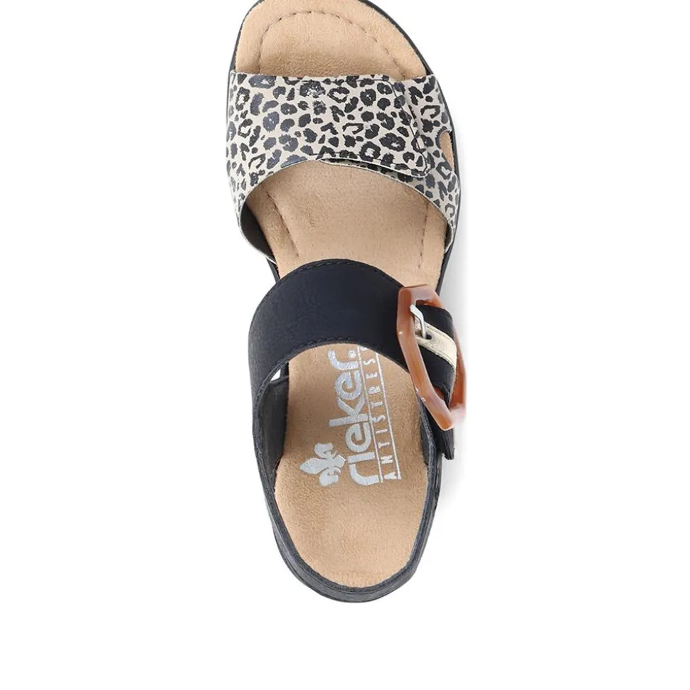 Wedge Two-Tone Sandals - Black Multi