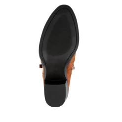 Western-Heeled Ankle Boots - Tan