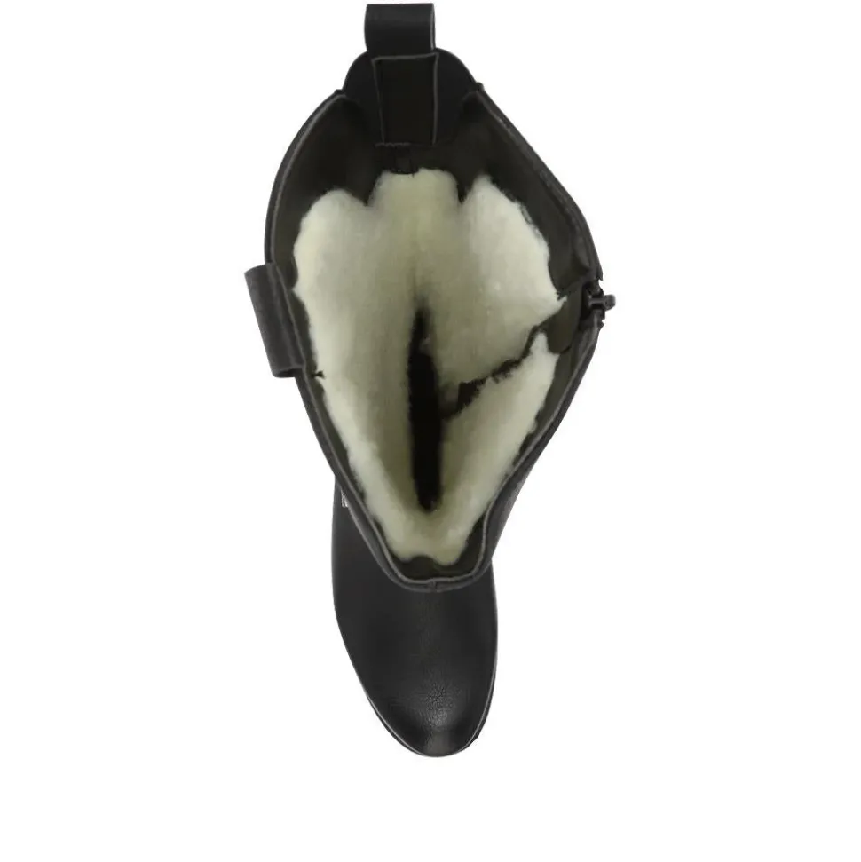 Western-Heeled Long Boots - Black