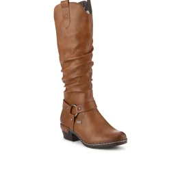 Western-Heeled Long Boots - Tan