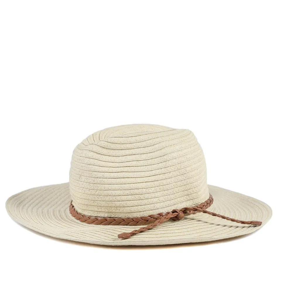 Wide Brim Sun Hat with Braided Band - Natural