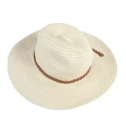 Wide Brim Sun Hat with Braided Band - Natural