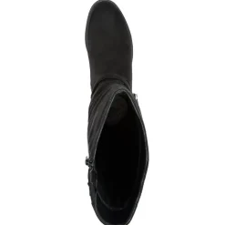 Wide-Calf Buckle Detail Long Boots - Black