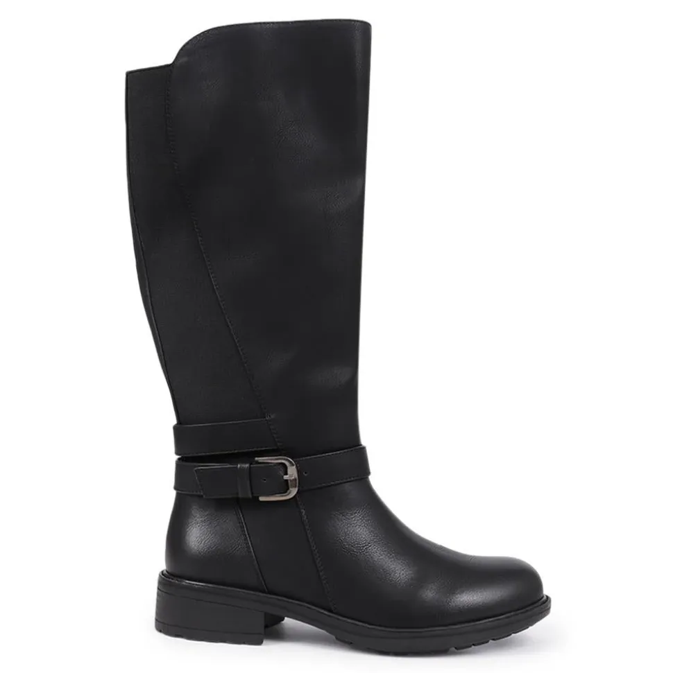 Wide Calf-Fitting Long Boots - Black