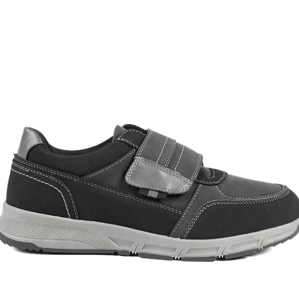Wide Fit Adjustable Fasten Casual Shoes - Black