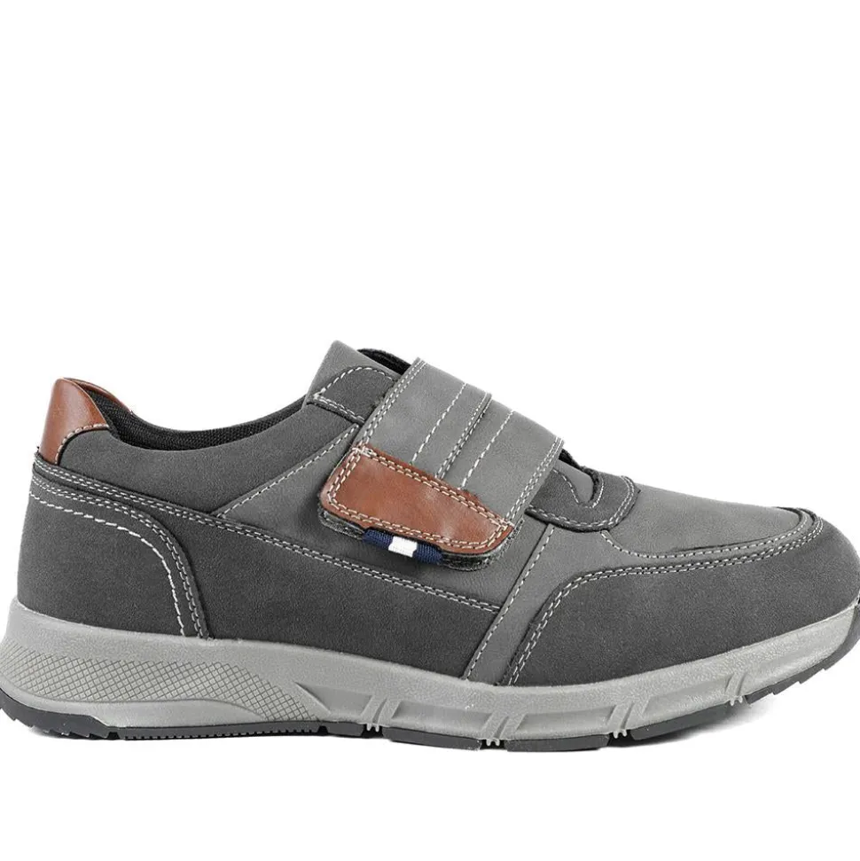 Wide Fit Adjustable Fasten Casual Shoes - Grey