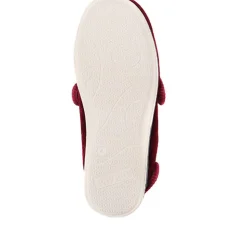 Wide Fit Adjustable Fasten Full Slipper - Burgundy