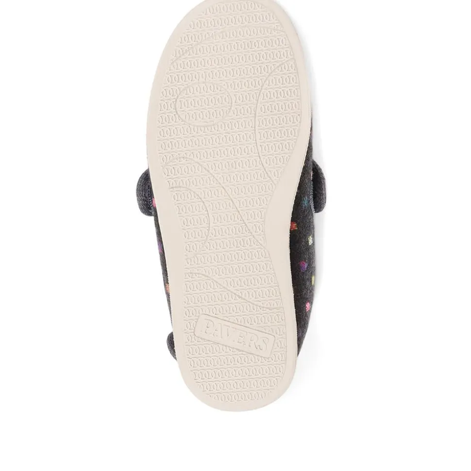 Wide Fit Adjustable Fasten Full Slipper - Grey Multi
