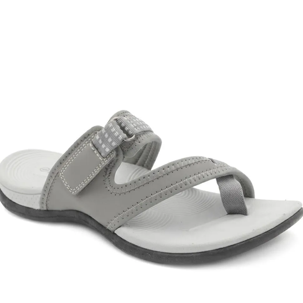 Wide Fit Adjustable Fasten Sandals - Light Grey