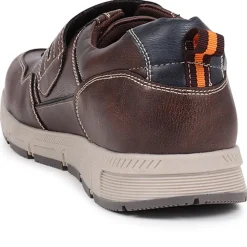 Wide Fit Adjustable Fasten Trainers - Dark Brown
