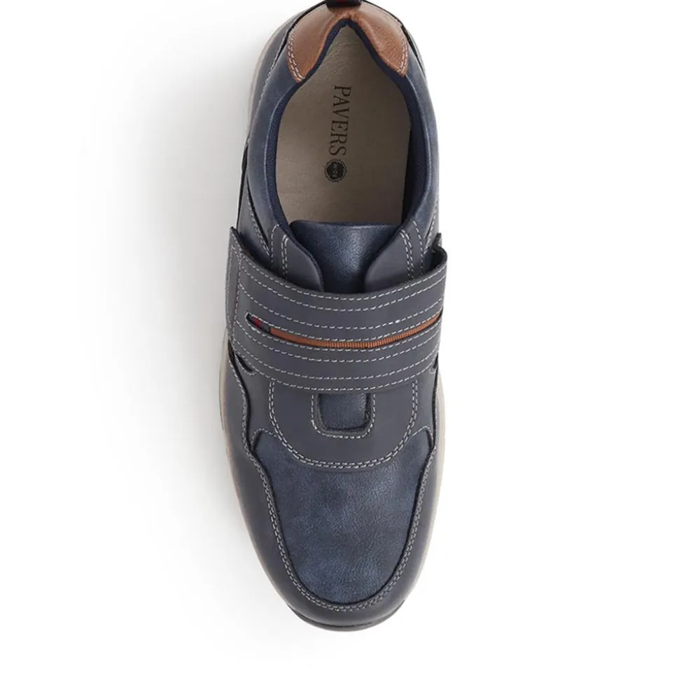 Wide Fit Adjustable Fasten Trainers - Navy