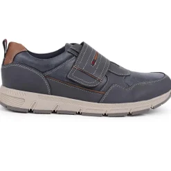Wide Fit Adjustable Fasten Trainers - Navy