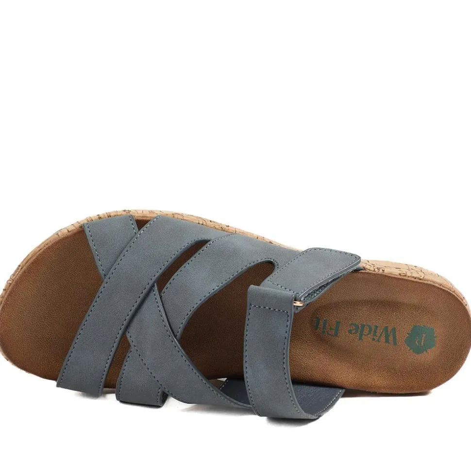 Wide Fit Adjustable Strappy Sandals - Navy