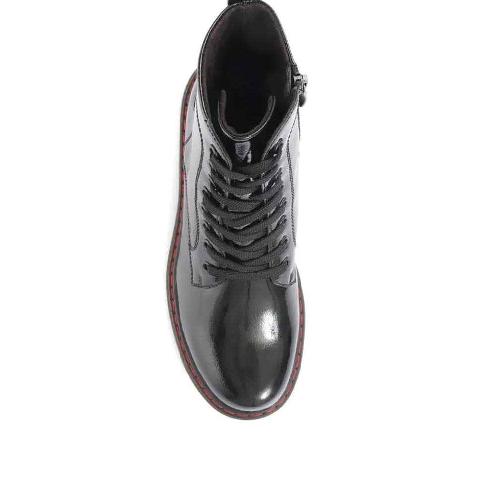 Wide Fit Ankle Boots - Black Patent