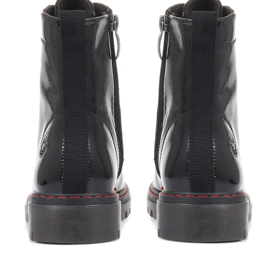 Wide Fit Ankle Boots - Black Patent