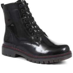 Wide Fit Ankle Boots - Black Patent