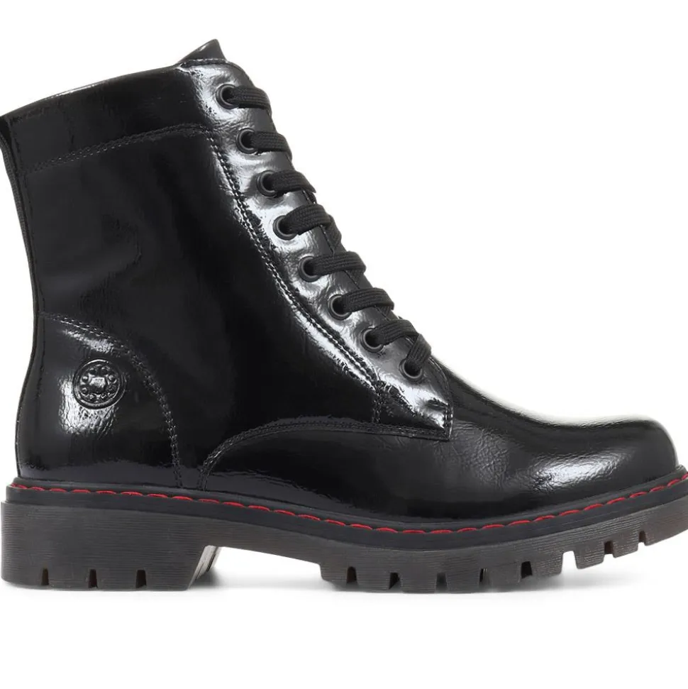 Wide Fit Ankle Boots - Black Patent