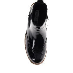 Wide Fit Ankle Boots - Black Patent