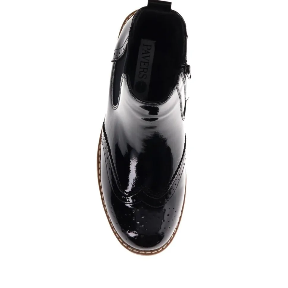 Wide Fit Ankle Boots - Black Patent