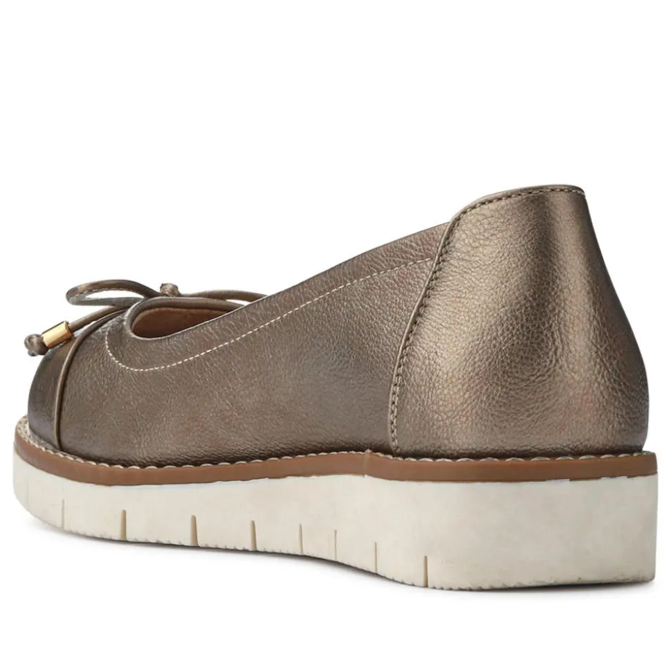 Wide Fit Bow-Detailed Chunky Pumps - Metallic