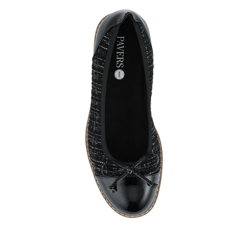 Wide Fit Bow-Detailed Pumps - Black Tweed