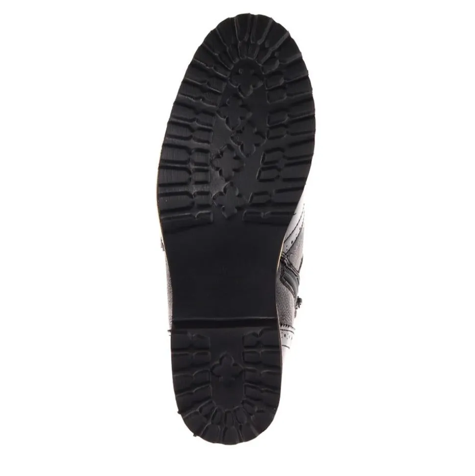 Wide-Fit Brogue Ankle Boots - Black