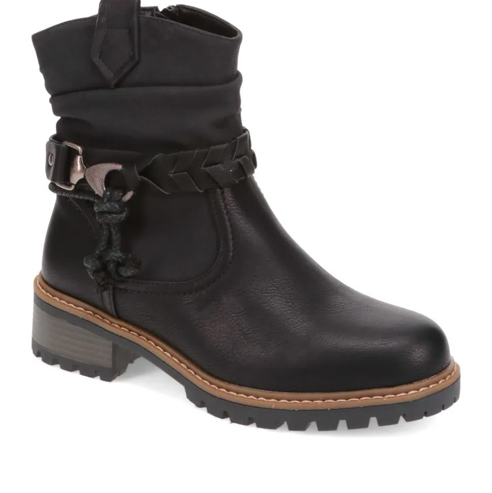 Wide Fit Buckle Ankle Boots - Black