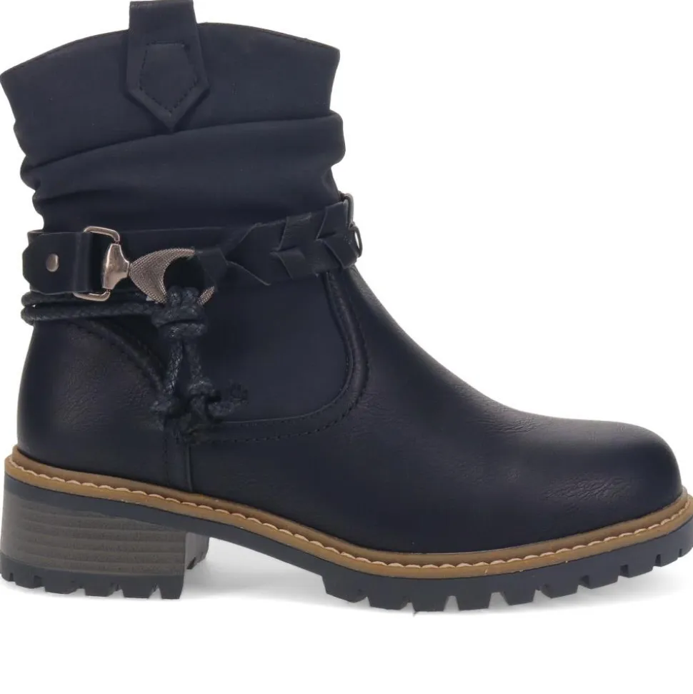 Wide Fit Buckle Ankle Boots - Black