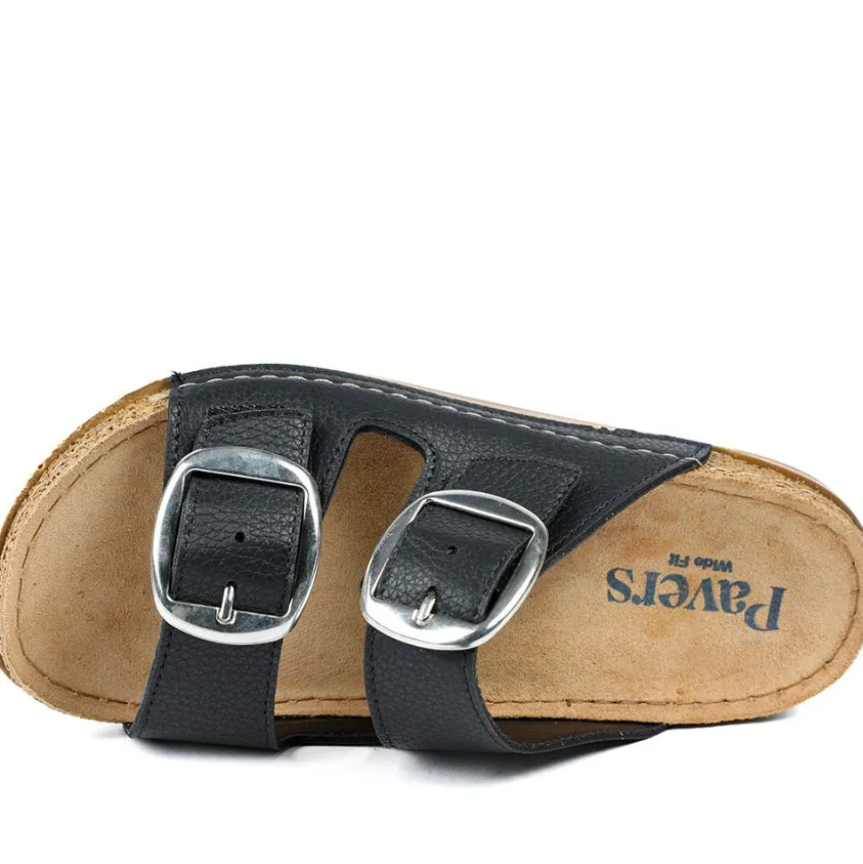 Wide Fit Buckle Detail Comfort Sandals - Black