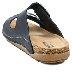 Wide Fit Buckle Detail Comfort Sandals - Black