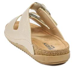 Wide Fit Buckle Detail Comfort Sandals - Soft Gold