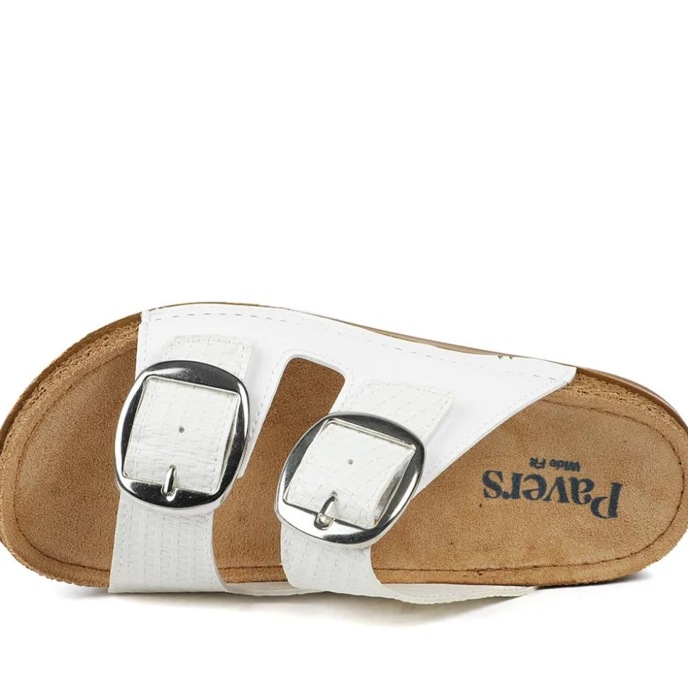 Wide Fit Buckle Detail Comfort Sandals - White