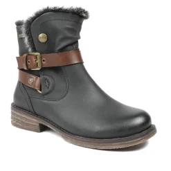 Wide Fit Buckle Detailed Ankle Boots - Black