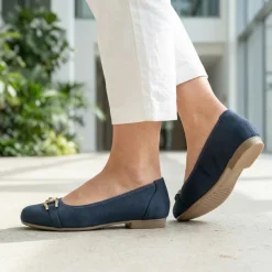 Wide Fit Buckle Detailed Pumps - Navy